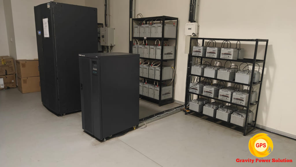 600 kVA UPS system with battery cabinets in a facility